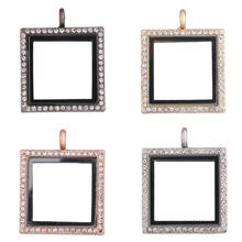 5Pcs/lot L23 Rhinestone Photo Square Floating Glass Locket Pendant Finding Perfume Essential Oil Women Necklaces Jewelry 2024 - buy cheap