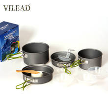 Vilead utensílios de mesa portáteis para atividades ao ar livre, de óxido de alumínio, acampamento, caminhadas, panelas de cozimento, 4 tamanhos, piquenique, churrasqueira para 2 a 3 pessoas 2024 - compre barato