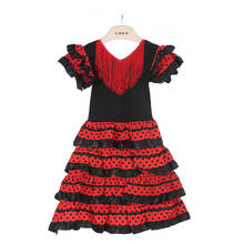 Tradicional espanhol flamenco dança vestido para meninas clássico flamengo cigano estilo saia bullfight festival salão de baile vermelho 2024 - compre barato