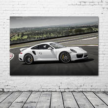 Papel tapiz de supercoche Porsches 911 Turbo Race Track vehículas, carteles de tela, impresiones en lienzo, pinturas, arte de pared para decoración de sala de estar 2024 - compra barato