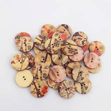 50pcs 20mm Natural Mixed Round Paris Patterned Buttons For Scrapbooking Sewing Decorative Wood DIY Button Crafts Embellishments 2024 - buy cheap
