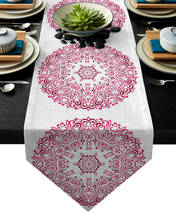 Mantel de comedor con patrón de Mandala rojo, camino de mesa moderno, decoración de fiesta de boda, mesa de Navidad 2024 - compra barato