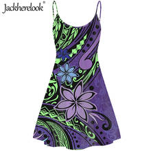 Jackherelook Polynesian Tribal Hibiscus Plumeria Printing Spaghetti Strap Summer Party Dress Sleeveless Ladies Dresses Vestidos 2024 - buy cheap
