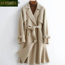 Female Autumn Winter Coat 100% Wool Jacket Women Clothes 2021 Korean Elegant Belt Alpaca Coat Vintage Woolen Jacket 05651 2024 - buy cheap