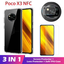 3in1 glass for poco x3 nfc camera lens screen protector for xiaomi pocox3 pocohone x 3 3x case shockproof cover pcoc x3 nfc case 2024 - buy cheap
