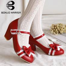 BONJOMARISA Sweet Girls Lolita Cosplay Bowknot Pumps High Heels Buckle Lace Janpanese Style Trendy Luxury Spring Shoes Woman 2024 - buy cheap