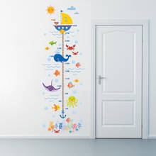 Creative Height Growth Chart Wall Sticker Kids Boys Girls Underwater Sea Fish Anchor Finding  Decorative Decal Poster 2024 - buy cheap