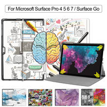 Caso Para Microsoft Surface Pro 4 5 6 7 MTT 12.3 polegada De Dobramento de Couro PU Flip Tampa do Suporte de Proteção À Prova de Choque caso Tablet Funda 2024 - compre barato