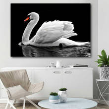 Animal Artwork White swan on the lake Paintings Wall Art Posters and Prints Canvas Art For Room Decor 2024 - buy cheap