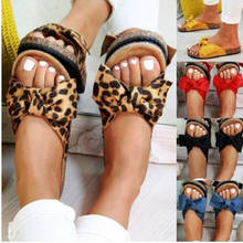 Sandalias con lazo de leopardo para mujer, chanclas cómodas de corcho, informales, transpirables, para la playa 2024 - compra barato