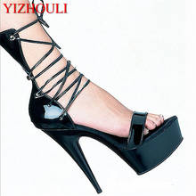 Sexy Gladiator Style PU Leather 15cm High Heel Shoes Platform Sandals, Dress Shoes, Party / Wedding Shoes 2024 - buy cheap