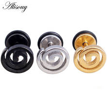 whirl Mosquito Black/Gold/Silver color titanium steel Men Screw pierced stud earrings 2pcs 2024 - buy cheap