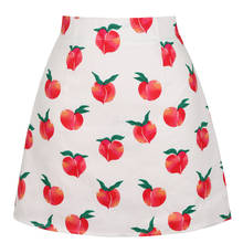 Beige Peach Fruit Print Women Skirt SS0008 High Waist Skirts Vintage Fashion Casual Summer Beach Mini Sexy Short Skirt 2024 - buy cheap