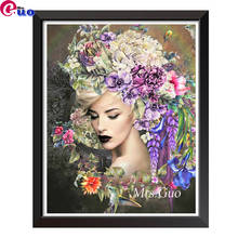 Pintura de beija-flor e bordado com miçangas, flor, íris, mulher, ponto cruz, faça você mesmo, arte de imagens de beleza sexy europeu 2024 - compre barato