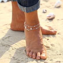 Tornozeleiras femininas de verão, praia e turquesa, bracelete boêmio, pulseira de tornozelo, sandálias femininas, corrente para perna, joias para pés 2024 - compre barato
