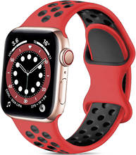 Ремешок силиконовый для Apple Watch band 44 мм 40 мм 38 мм 42 мм 44 мм, мягкий воздухопроницаемый браслет для наручных часов, iWatch 3 4 5 6 se band 2024 - купить недорого