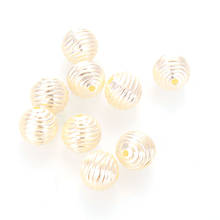 Miasol 100 pçs 10mm chapeamento acrílico antigo design espaçadores encantos espiral contas redondas para diy jóias fazendo 2024 - compre barato
