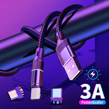 Магнитный зарядный кабель 1 м для iPhone 11 pro Samsung S8 S9 Huawei P30, светодиодный USB Type-C Micro USB, шнур для быстрой зарядки, магнитный кабель 2024 - купить недорого