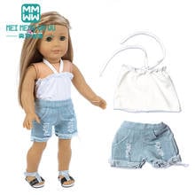 Clothes for doll Fits 45cm American Doll Clothes Fashion camisole, denim shorts Girl's gift 2024 - buy cheap