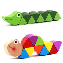Colorful Wooden Worm Puzzles Kids Learning Educational Didactic Baby Development Toys Fingers Game for Children Montessori Gift 2024 - buy cheap