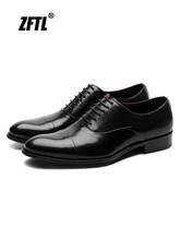 Zftl sapatos masculinos formais oxford, sapatos masculinos de negócios em couro genuíno britânico, tamanho grande, de marca artesanal, sapatos para casamento masculinos 2024 - compre barato
