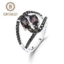 Anel de pedras preciosas de quartzo esfumaçado natural, anel clássico de prata esterlina 925, pulseira fina para mulheres, joias finas 2024 - compre barato