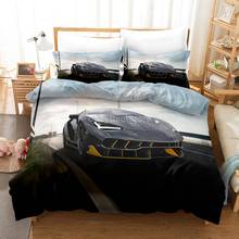 Juego de ropa de cama de coche de carreras para niños, edredón de lino de color negro, decoración del hogar, doble individual, tamaño King Size, regalo de moda 2024 - compra barato