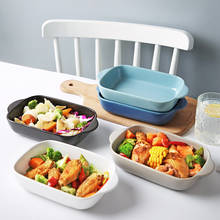 Nordic style creative binaural baking tray rectangular breakfast plate ceramic dinner plate baking bowl household tableware 2024 - buy cheap