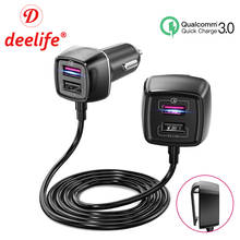 Deelife автомобиля Зарядное устройство с 4 Порты USB для Прикуриватель разъем адаптера авто сзади на заднем сиденье мобильный телефон QC 3,0 QI Беспроводная зарядка разветвитель 2024 - купить недорого