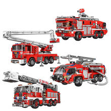 Estação de bombeiros modelo de carro 700 peças, + cidade, blocos de construção de caminhões, escada compatível, construção, bombeiro, homem, tijolos de brinquedo 2024 - compre barato