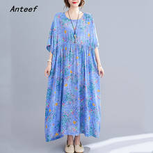 short sleeve oversize cotton vintage floral dresses for women casual loose long woman summer dress elegant clothes 2022 2024 - buy cheap