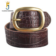 FAJARINA 2020 Top Quality Cowhide Men's Unique Design Personality Striped Cowskin Brass Pin Buckle Metal Belts for Men N17FJ907 2024 - buy cheap