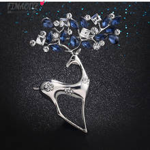 FIMAODZ  Korean Chic Blue Cubic Zircon Retro Elk  Brooch Lady Flower Deer Crystal Brooch For Women Accessories Fashion Jewelry 2024 - buy cheap