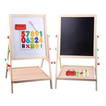 Pizarra de madera 2 en 1 Montessori para niños, tablero de dibujo magnético de doble cara, color blanco y negro, pizarra educativa para bocetos, juguete para regalo 2024 - compra barato