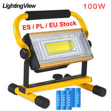 100W Battery Powered Spotlight Rechargeable Work Light Outdoor LED Reflector External Projector Garage, Construction Sites, Fish 2024 - buy cheap