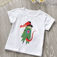 New Harajuku Cartoon Girl Tops Funny Crocodile Kids T Shirt Casual White Boys T Shirt Korean Design Aesthetics Round Neck Shirt 2024 - buy cheap