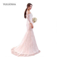 YULUOSHA-vestidos De novia De sirena, ropa De boda con apliques, Espalda descubierta, tren De cepillo, De lujo, manga larga 2024 - compra barato