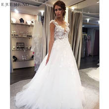 E JUE SHUNG White Lace Appliques Boho Wedding Dresses Sheer Back Luxury Beach Bride Dresses Wedding  Bridal Gowns 2024 - buy cheap