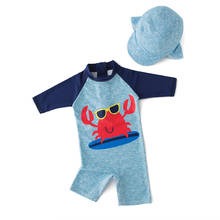 Traje de baño + sombrero para bebé, conjunto de ropa de surf, traje de baño de cangrejo rojo para niño pequeño, traje de baño de playa con protector solar, 2 uds. 2024 - compra barato