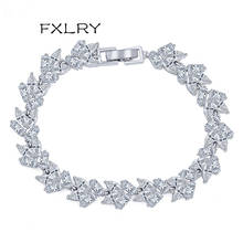 Fxlry pulseira geométrica feminina, pulseira moderna de zircônia cúbica com cor branca e estilo geométrico 2024 - compre barato
