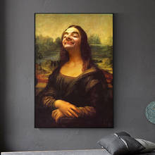 Retrato divertido de Mona Lisa, Mr Bean, pintura en lienzo, arte de pared, carteles, impresiones, imágenes de pared para sala de estar, decoración del hogar, Cuadros 2024 - compra barato
