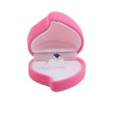 2020 Hot sale Pink Rose Love Shaped Velvet Wedding Ring Box Necklace Bracelet Container Case Holder Engagement Jewelry Organizer 2024 - buy cheap