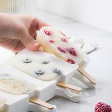 4-cell silicone sorvete molde picolé varas gelo cubo bandeja freezer fabricante de cozinha diy caseiro gelo congelado lolly 2024 - compre barato