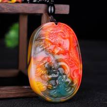 Fashion Colored Jade Dragon and Phoenix Pendant Necklace Jewellery Chinese Hand-Carved Women Man Luck Gifts Amulet Free Rope 2024 - buy cheap