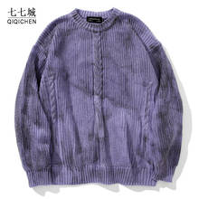 Tie dye Knitted Pullover Men Sweaters Harajuku Casual Loose Knitwear Jumper Japanese Tops Couple Hip Hop Streetwear Autumn 2024 - buy cheap
