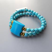 LII Ji краска Синий Бирюзовый 2 ряда гематит браслет для женщин и мужчин браслет модные ювелирные изделия 2024 - купить недорого