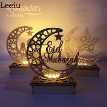 Leeiu-luces Led para decoración del hogar, artesanía de madera Eid Mubarak, Ramadán, Kareem, Islam, musulmán, recuerdo de fiesta Eid feliz 2024 - compra barato