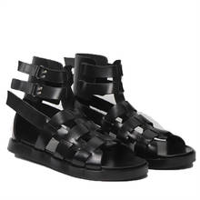 New Personalized Roma Gladiator Genuine Leather Sandals high top model Weave leather buckle strap sandals 2024 - buy cheap