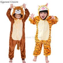 Пижама кигуруми с единорогом, Детская Пижама для мальчиков и девочек, Фланелевая пижама с котом, пижама с животными, зимние комбинезоны, 4-12 2024 - купить недорого