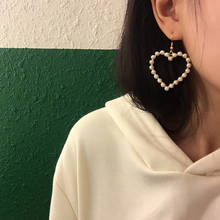 SUMENG-pendientes colgantes de perlas para mujer, aretes con forma de corazón, Color dorado, estilo coreano, bisutería, 2021 2024 - compra barato